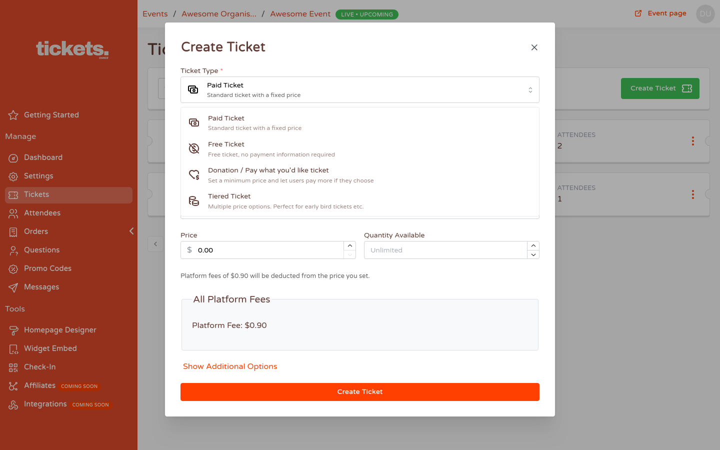 Multiple Ticket Types